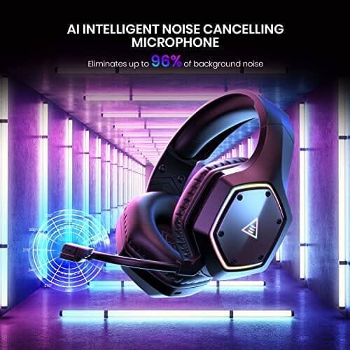 سماعة رأس لاسلكية للكمبيوتر EKSA E1000WT USB Wireless Headset for PC PS4 PS5-7.1 Surround Sound, Noise Cancelling Microphone, 36 Hour Battery, 2.4G USB Dongle, Game/Music Mode, Gaming Headphones for Computer, Laptop