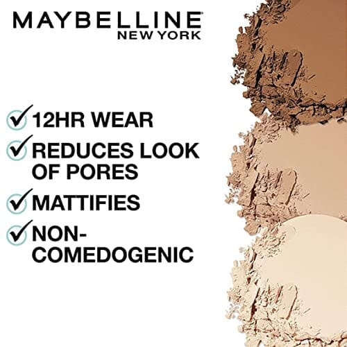 بودرة وجه مضغوطة فيت مي مات من مايبيلين توفي عدد 1 (عبوة من قطعتين) Maybelline Fit Me Matte + Poreless Pressed Face Powder Makeup, Toffee, 1 Count (Pack of 2)