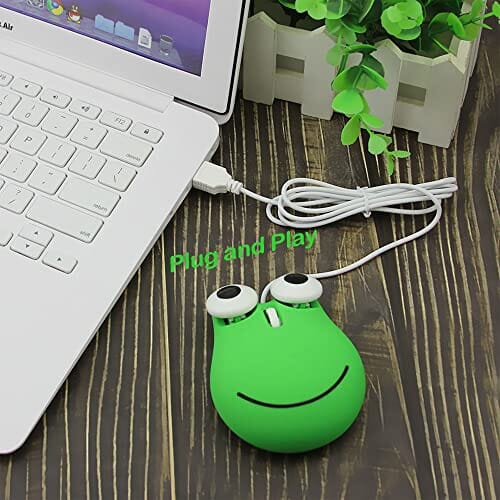 ماوس سلكي elec Space USB Wired Mouse, Small Computer Mouse Wired for Kids, Cute Animal Frog Shape Wired Computer Mouse, Corded Mouse with 1600DPI for Laptop, Chromebook, PC, Desktop, Mac, Notebook-Green