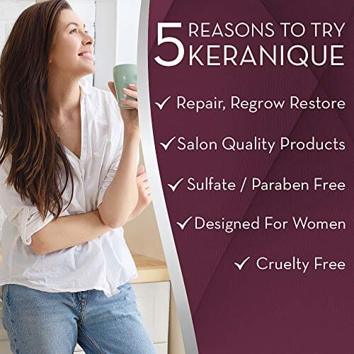 علاج لإعادة نمو الشعر للنساء Keranique Hair Regrowth Treatment for Women - 2% Minoxidil for Women Hair Growth, Strength, & Thickening - Hair Loss & Thinning Scalp Stimulating Treatment - Topical Solution Liquid Drops Applicator