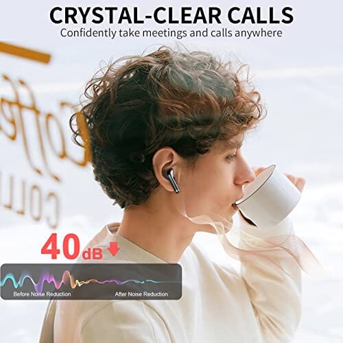 سماعات أذن لاسلكية تعمل بالبلوتوث 40 ساعة POMUIC Wireless Earbuds V5.3 Bluetooth Headphones 40H Playback with LED Digital Display Charging Case Stereo Sound Earbuds with Mic IPX7 Waterproof Earphones for Cell Phone Computer Laptop Sports