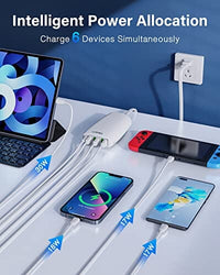 USB محطة شحن بستة منافذ مع USB C Charger, LDNIO 65W PD Fast USB Charger, 6-Port USB C Charging Station with PD3.0+QC4.0 Compatible with MacBook Pro/Air, iPhone 14/13/12 Pro Max, iPad Series, Laptops, Samsung and More