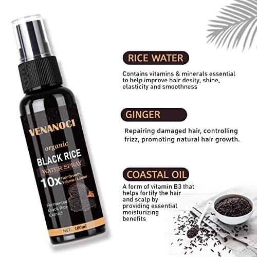 ماء الأرز لنمو الشعر  Venanoci Hair Growth Serum, Rice Water for Hair Growth for Women & Men, Hair Loss Treatment, Rice Water Spray for Damaged Dry Hair Treatment, Hair Regrowth Treatment for Thicker Longer Fuller Hair with Castor oil Ginger