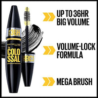 ماسكارا مايبيلين فوليوم اكسبريس كلوسال المقاومة للماء اسود جدا Maybelline Volum' Express Colossal Waterproof Mascara Makeup , Very Black, 1 Count