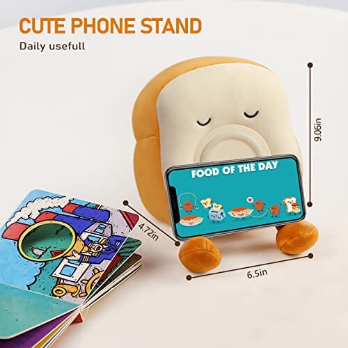 منبهات لطيفة محشوة QANYI Kids Night Light Plushies, Funny Food Toast Bread Plush Cute Stuffed Alarm Clocks for Bedrooms, Cool Bedside Lamp Gifts for Women Kids 6 7 8 9 10 11 Year Old Girls