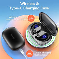 سماعات بلوتوث لاسلكية لوقت اللعب 90 ساعة مع حقيبة شحن Bluetooth Headphones Wireless Earbuds 90H Playtime with 2200mAh Charging Case Dual Digital Display Ear Buds Waterproof Over Ear Earphones with Earhooks for Sport Workout Laptop TV Computer Phone Black