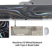 لوحة مفاتيح ميكانيكية سلكية بالحجم الكامل Keychron C2 Full Size Wired Mechanical Keyboard Compatible with Mac, Keychron Red Switch, 104 Keys ABS Retro Color Keycaps Gaming Keyboard for Windows, USB-C Type-C Braid Cable