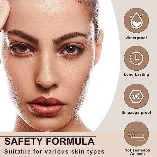 قلم حواجب مقاوم للماء HIJJPS Eyebrow Pencil, Waterproof Eyebrow Pen, 4 Tip Microblade Eyebrow Pen, Smudge-Proof Brow Pencil Long-Lasting, Natural Eye Brow Pencils for Women, Eyebrow Pencil Light Brown