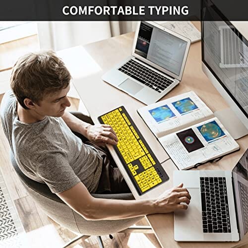 لوحة مفاتيح كمبيوتر مطبوعة كبيرة Adadmei Large Print Computer Keyboard, Wired USB High Contrast Keyboard, Oversized Big Letters Keyboard for Visually Impaired Low Vision Individuals, Seniors, Students, Computer Beginners