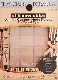 لوحة ألوان فيزيشنز فورميولا شيمر ستريبس نيود الكل في 1 مخصصة للوجه والعيون ودافئ Physicians Formula Shimmer Strips Custom All-in-1 Nude Palette for Face & Eyes Warm Nude