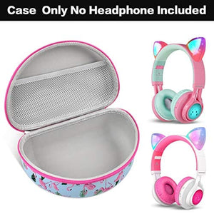 حافظة سماعة رأس  Headphone Case for Riwbox CT-7 Pink/for Jack CT-7S Cat Green 3.5mm/ for iClever IC-HS01/ for Mpow BH297B Wired/for Picun Bluetooth Wireless Over-Ear Headphones Headset for Kids-Box Only