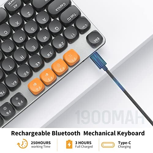 لوحة مفاتيح ميكانيكية بتقنية البلوتوث ProtoArc Bluetooth Mechanical Keyboard for Office, MECH K300 Tactile Quiet Comfortable Keyboard with Backlit Low Profile Keys, Wired/Wireless Rechargeable Programmable Keyboard, Mac/Windows/Android