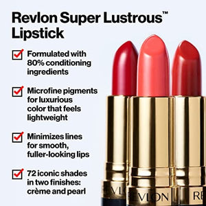 أحمر شفاه سوبر لامع من ريفلون Revlon Super Lustrous Lipstick, High Impact Lipcolor with Moisturizing Creamy Formula, Infused with Vitamin E and Avocado Oil in Pinks, Pink Promise (778) 0.15 oz