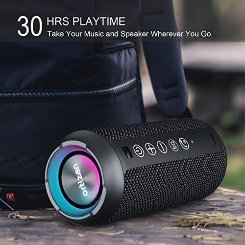 مكبرات صوت بلوتوث محمولة من أورتيزان Ortizan Portable Bluetooth Speakers, IPX7 Waterproof Wireless Speaker with 24W Loud Stereo Sound, Outdoor Speaker with Bluetooth 5.0, Deep Bass, RGB Lights, Dual Pairing, 30H Playtime for Home, Party