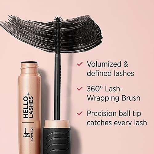 ماسكارا مكثفة ومصل للرموش IT Cosmetics Hello Lashes+ Volumizing Mascara & Lash Serum - Easy-to-Remove Formula - With Biotin, Argan Oil & Jojoba Oil - 0.28 fl oz