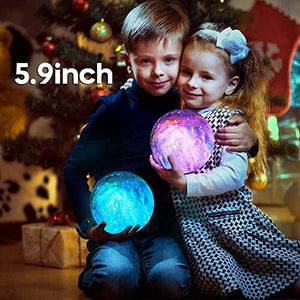 مصباح قمر برايت وورلد BRIGHTWORLD Moon Lamp Galaxy Lamp 5.9 inch 16 Colors LED 3D Moon Light, Remote & Touch Control Lava Lamp Moon Night Light Gifts for Girls Boys Kids Women Birthday