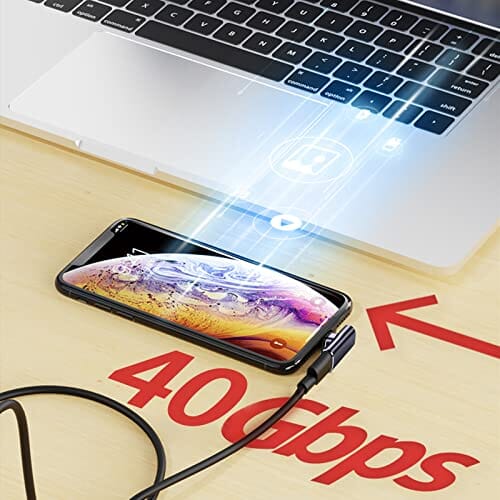 محول مغناطيسي Mayfan 90 Degree Right Angle USB C Magnetic Adapter,USB 4.0 8K Output 140W Charge 40 Gbps Data Transfer USB-C Male to USB-C Female Connector Compatible with Thunderbolt 4/3-1 Piece