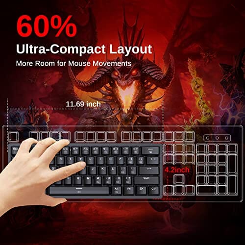 60% Gaming Keyboard and Mouse Wired RGB Backlit Mechanical Keyboard Red  Switches