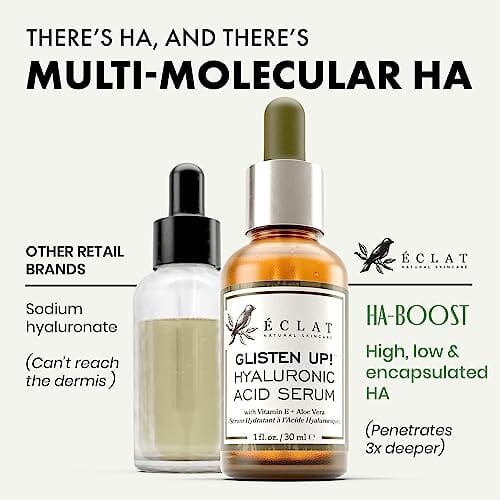 مصل مضاد للشيخوخة للوجه  Pure Hyaluronic Acid Face Serum - 2.5% Hyaluronic Serum + 3% B5, Anti Wrinkle + Anti Aging Serum for Face with Vitamin C & E, Aloe - Antiaging Hydrating Serum Hylunaric Acid Serum