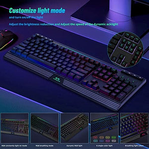 لوحة مفاتيح سلكية للألعاب 104 مفتاح TuparGo Computer Keyboard RGB Backlit USB Wired Gaming Keyboards 104 Keys, 25 Anti-Ghosting Spill-Resistant Mac Keyboard for Desktop and PC, Black