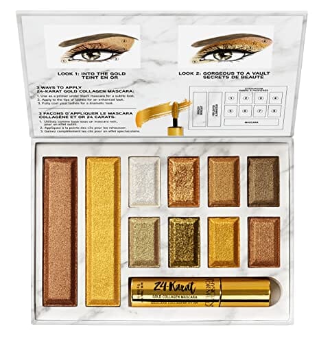 مجموعة مكياج فيزيشنز فورميولا 24 قيراط من الذهب اللامع Physicians Formula 24-Karat Gold Shimmer Makeup Set, Face Palette, The Gold Vault, Mascara, Eyeshadow, Christmas Gift