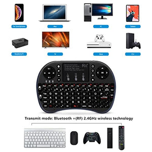 لوحة مفاتيح بلوتوث لاسلكية صغيرة مع لوحة لمس Rii Mini Wireless Bluetooth Keyboard with Touchpad, Support Bluetooth +(RF) 2.4GHz Wireless Connection for Smartphones, PC, Tablet, Laptop TV Box iOS Android Windows Mac.Black