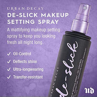 بخاخ إعداد المكياج غير اللامع للتحكم في الزيت من أوربان ديكاي Urban Decay De-Slick Oil Control Matte Makeup Setting Spray - Controls Oil, Blocks Shine & Locks Makeup in Place - Oil-Free, Microfine Face Mist - 4.0 fl. oz