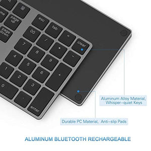 لوحة مفاتيح رقمية لاسلكية قابلة لإعادة الشحن Bluetooth Number Pad, Lekvey Aluminum Rechargeable Wireless Numeric Keypad Slim 34-Keys External Numpad Keyboard Data Entry Compatible for Macbook, MacBook Air/Pro, iMac Windows Laptop Surface Pro etc