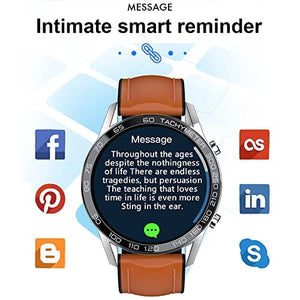 ساعة ذكية من الجلد للرجال FILIEKEU Leather Men Smart Watch for Android iOS, Bluetooth Calls Voice Chat with Heart Rate/Sleep Monitor Fitness Tracker, 1.3" Full Touch Screen IP67 Waterproof Silicone Activity Tracker for Men