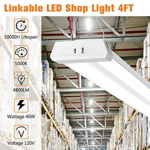 مصباح سقف FT Linkable LED Shop Light for Garages, 42W 4800LM 5000K Daylight LED Shop Lights, LED Ceiling Light with Pull Chain (ON/Off), Linear Worklight Fixture with Plug, 2 Pack