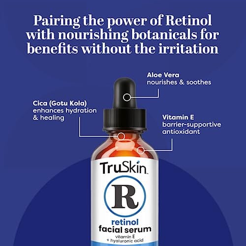 مصل تروسكين ريتينول للوجه TruSkin Retinol Serum for Face – Gentle Anti-Aging Serum with Retinol, Hyaluronic Acid, and Vitamin E for A More Youthful Feel – Skin Care Made to Improve Fine Lines, Wrinkles and Skin Tone, 1 fl oz