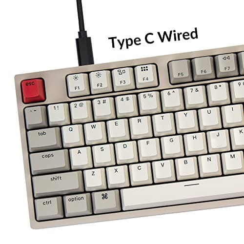 لوحة مفاتيح ميكانيكية سلكية قابلة للتبديل السريع Keychron C1 Hot-swappable Wired Mechanical Keyboard for Mac Layout, Keychron Mechanical Blue Switch/USB Type-C Cable/Double-Shot ABS Keycaps Tenkeyless 87 Keys Computer Keyboard for Windows PC