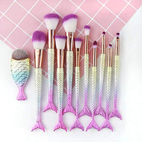 فرش مكياج حورية البحر 11 قطعة احترافي مزج أحمر خدود كونسيلر Mermaid Makeup Brushes, 11pcs Professional Blending Blush Concealer Synthetic Fiber Bristles Brush Special Cosmetic Brushes Kits for Women(purple)