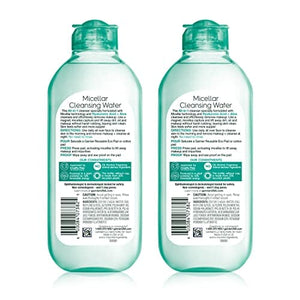 ماء ميسيلار مع حمض الهيالورونيك Garnier SkinActive Micellar Water with Hyaluronic Acid, Facial Cleanser & Makeup Remover, 13.5 Fl Oz (400mL), 2 Count (Packaging May Vary)