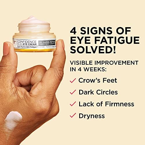 كريم العين المضاد للشيخوخة للهالات السوداء  IT Cosmetics Confidence in an Eye Cream, Anti Aging Eye Cream for Dark Circles, Crow's Feet, Lack of Firmness & Dryness, 48HR Hydration with 2% Super Peptide Concentrate, for Day + Night (1 Fl. Oz)