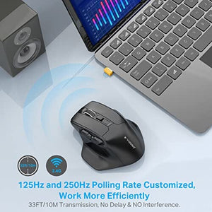 ماوس لاسلكي كبير E-YOOSO Large Wireless Mouse, X-31 Large Mouse for Big Hands, 5-Level 4800 DPI, 6 Button Big Ergo Computer Mouse, 18 Months Battery Life Cordless Mouse for Laptop, Mac, Chromebook, PC, Windows(Black)