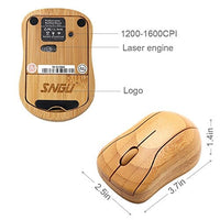 ماوس بصري لاسلكي من الخيزران مع مستقبل لأجهزة الكمبيوتر Sengu SG-MG95-N Wireless Optical Bamboo Mouse with USB Receiver for Notebook, PC, Laptop, Computer, Macbook