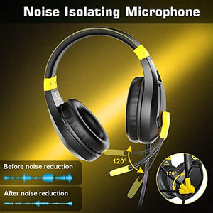 سماعات رأس ميكروفون لإلغاء الضوضاء مع إضاءة VersionTECH. GE003 Gaming Headset, Gamer Headsets for PS4 PC Xbox One PS5 Controller, Noise Cancelling Microphone Headphones with LED Light, Compatible with Laptop Mac Nintendo Switch Xbox