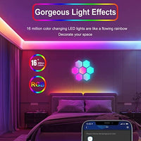 لوحات إضاءة سداسية الأضلاع Hicsezvy Hexagon Light Panels,RGB Hexagon Lights DIY Modular Wall Lights with Remote,Smart App Control,Music Sync,Timing Function,16 Million Colors,LED Hex Gaming Lights for Bedroom Bar Decor,7 Pack