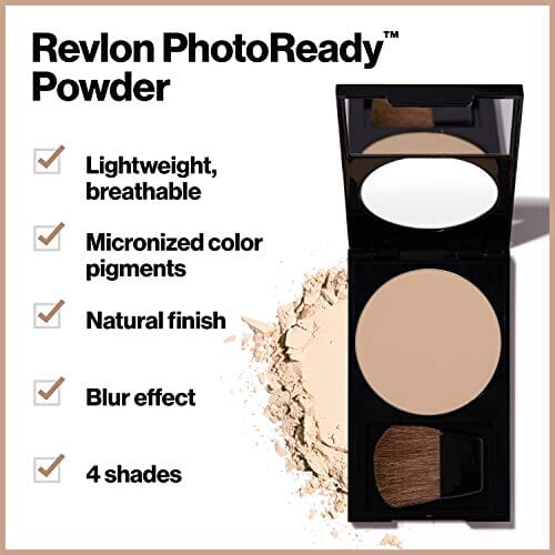 بودرة وجه من ريفلون فوتو ريدي مكياج للوجه طويل الأمد Face Powder by Revlon, PhotoReady Blurring Face Makeup, Longwear Medium- Full Coverage with Flawless Finish, Shine & Oil Free-Fragrance Free, 020 Light Medium, 0.30 Oz