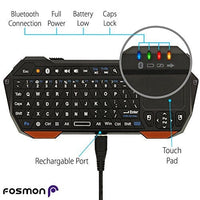 لوحة مفاتيح بلوتوث صغيرة Fosmon Mini Bluetooth Keyboard (QWERTY Keypad), Wireless Portable Lightweight with Built-In Touchpad, Compatible with Apple TV, PS4, HTPC/IPTVVR Glasses, Smartphones and more