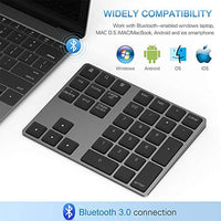 لوحة مفاتيح رقمية لاسلكية قابلة لإعادة الشحن Bluetooth Number Pad, Lekvey Aluminum Rechargeable Wireless Numeric Keypad Slim 34-Keys External Numpad Keyboard Data Entry Compatible for Macbook, MacBook Air/Pro, iMac Windows Laptop Surface Pro etc