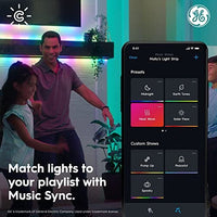 شريط إضاءة داخلي GE Lighting CYNC Dynamic Effects LED Smart Indoor Light Strip Extension for Full Color Light Strip & Power Supply (Sold Separately), Bluetooth and Wi-Fi Enabled, 8 Foot