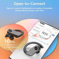 سماعات بلوتوث لاسلكية لوقت اللعب 90 ساعة مع حقيبة شحن Bluetooth Headphones Wireless Earbuds 90H Playtime with 2200mAh Charging Case Dual Digital Display Ear Buds Waterproof Over Ear Earphones with Earhooks for Sport Workout Laptop TV Computer Phone Black