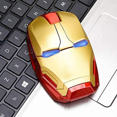 ماوس لاسلكي أيرون مان ماوس مريح 2.4 جرام للكمبيوتر المحمول المحمول Fitzladd Wireless Mouse Iron Man Mouse Ergonomic 2.4 G Portable Mobile Computer Click Silent Mouse Optical Mice with USB Receiver for Notebook PC Laptop Computer MacBook (Gold)