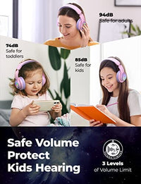 ترانس نوفا سماعات بلوتوث للأطفال iClever TransNova Kids Bluetooth Headphones, LED Lights Up, Replaceable Plate, 74/85/94dB Volume Limited, 45H Playtime, Stereo Sound, Kids Headphones Wireless with Case for Travel iPad Tablet, Pink