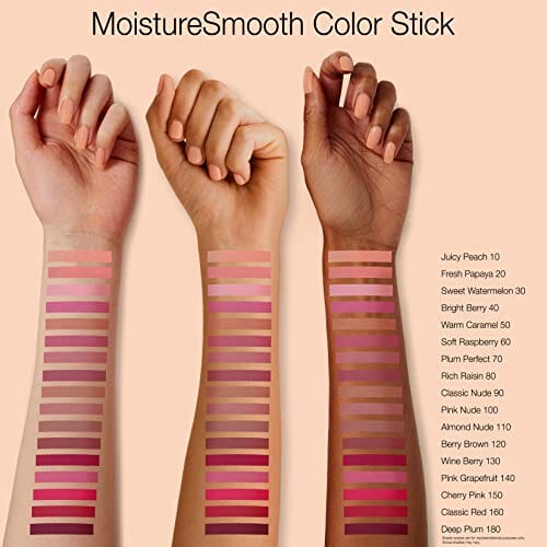 نيوتروجينا عصا ملونة مويستشر سموث للشفاه Neutrogena MoistureSmooth Color Stick for Lips, Moisturizing and Conditioning Lipstick with a Balm-Like Formula, Nourishing Shea Butter and Fruit Extracts, 180 Deep Plum, 011 oz (Pack of 2)