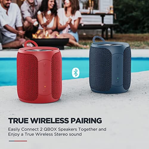 مكبر صوت بلوتوث محمول MIATONE QBOX Speaker, Portable Bluetooth Speaker with Strong Bass, IP67 Waterproof Speaker for Outdoor Sports (Blue)