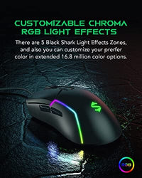 ماوس مريح للكمبيوتر Black Shark Gaming Mouse Wired, USB Computer Ergonomic Mouse with 7 Adjustable DPI Up to 10,000, 7 Programmable Buttons, 5 Modes RGB Backlight, Optical Gamer Mice for Windows PC Laptop Mac