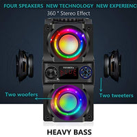 مكبر صوت بلوتوث Bluetooth Speaker, 40W (60W Peak) Portable Wireless Speaker with Colorful Lights, Double Subwoofer Heavy Bass, FM Radio, MP3 Player, Bluetooth 5.0, Loud Stereo Speaker for Home Outdoor Party Camping